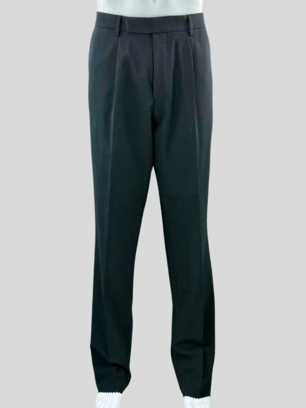 BOSS Mens Black Seersucker Wool Blend Pleated Dress Pants - 38W Unhemmed